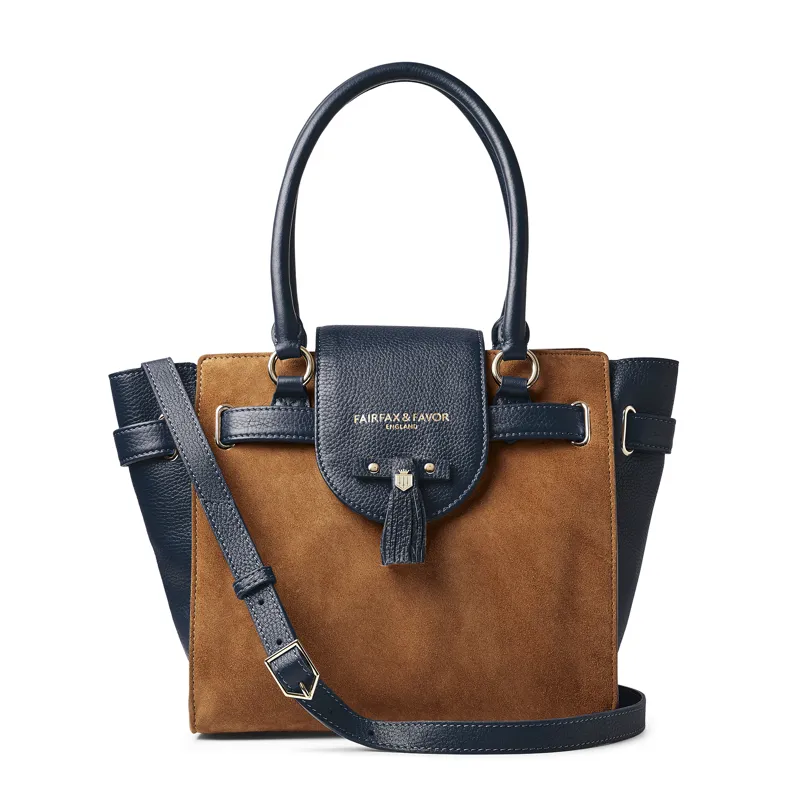 Navy suede tote bag best sale