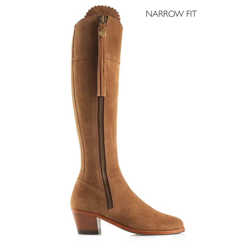 Fairfax and Favor Regina Heeled Boots Narrow Fit Tan Suede-1
