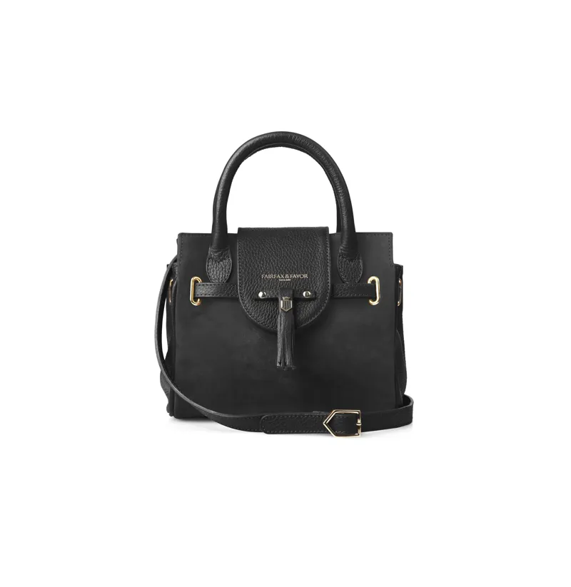 Fairfax and Favor Mini Windsor Handbag Black Suede-1