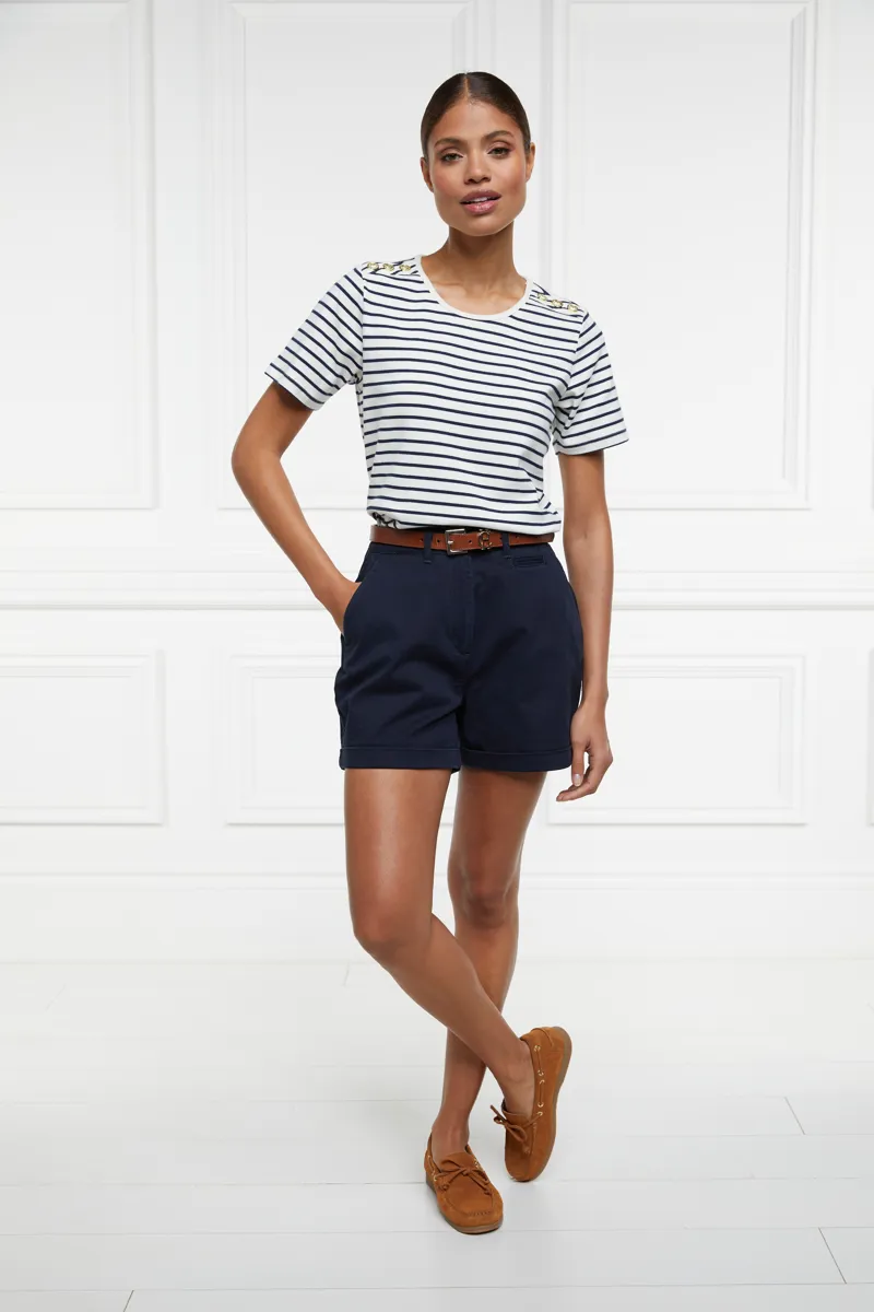 Holland Cooper Padstow Crew Neck Tee Natural Ink Navy Stripe-3