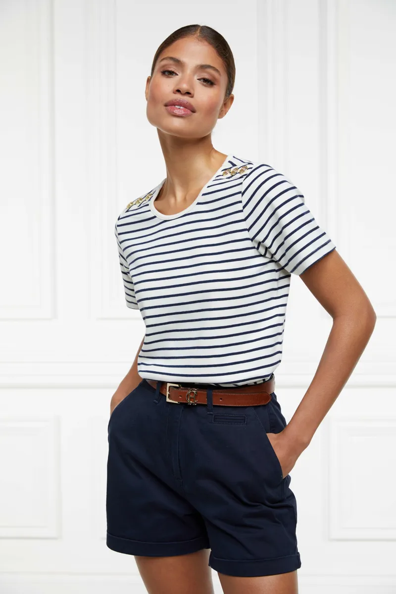 Holland Cooper Padstow Crew Neck Tee Natural Ink Navy Stripe-2