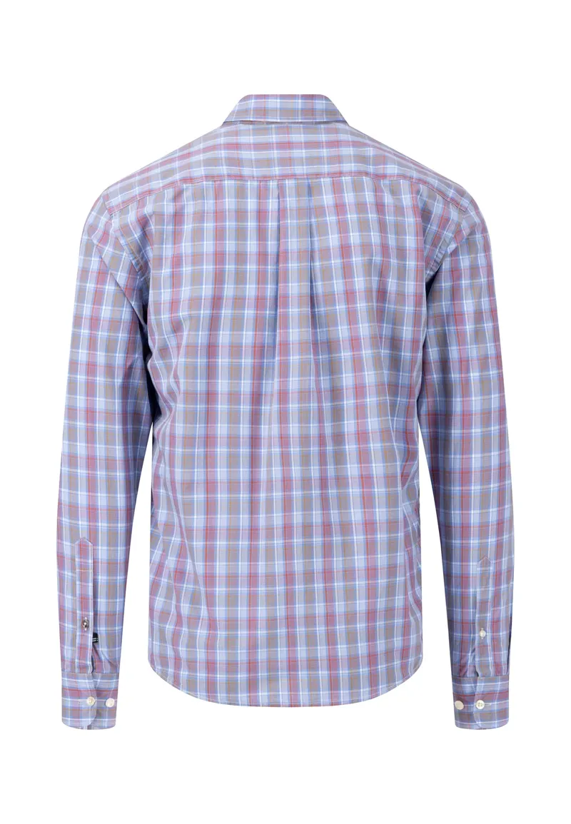 Fynch Hatton Stripes and Checks Button Down Shirt Orient Red-1