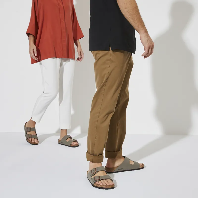 Birkenstock Ladies Arizona Birko Flor Sandals Nubuck Stone -3