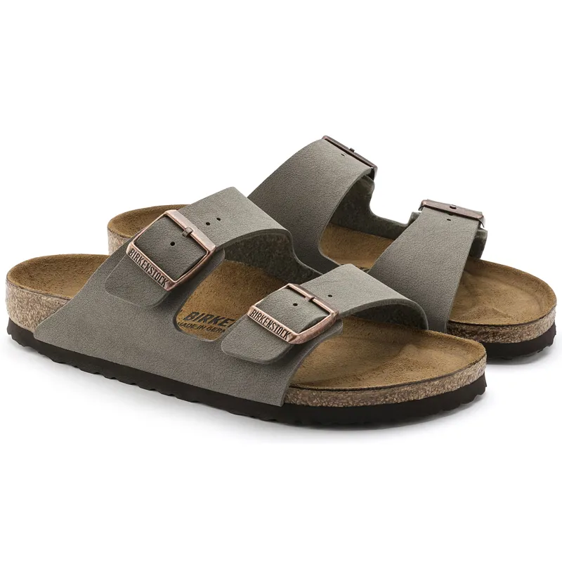 Birkenstock Ladies Arizona Birko Flor Sandals Nubuck Stone -1