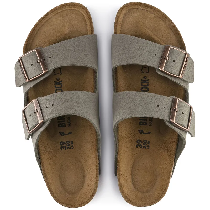 Birkenstock Ladies Arizona Birko Flor Sandals Nubuck Stone -2