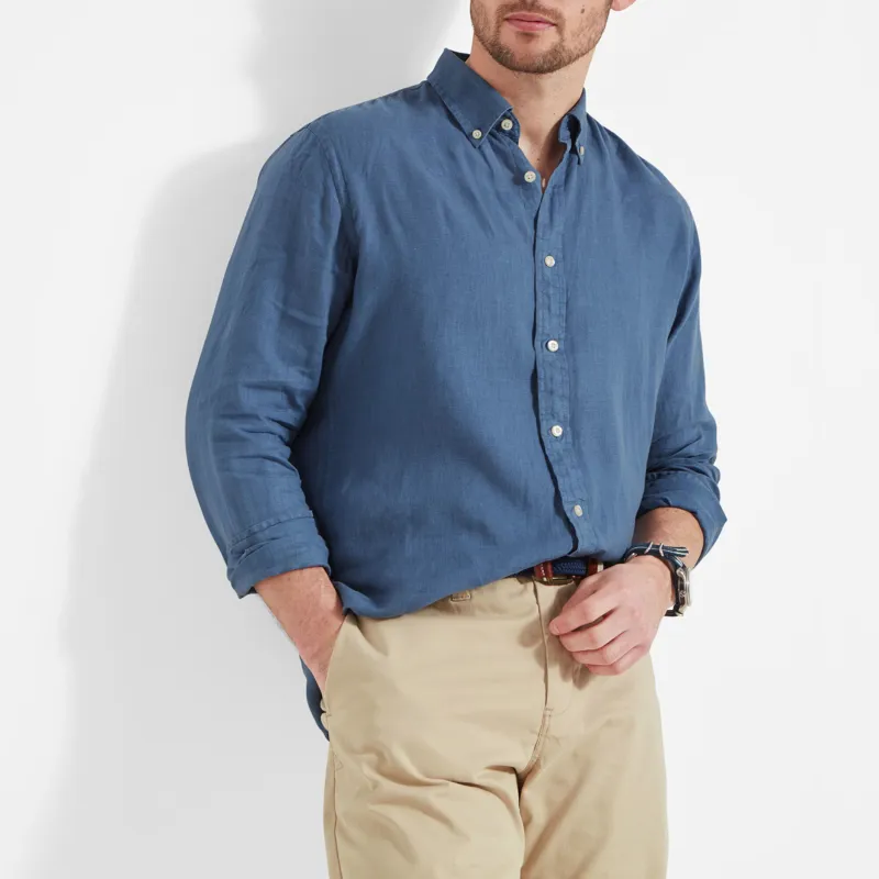 Schoffel Walsingham Linen Shirt French Navy-4