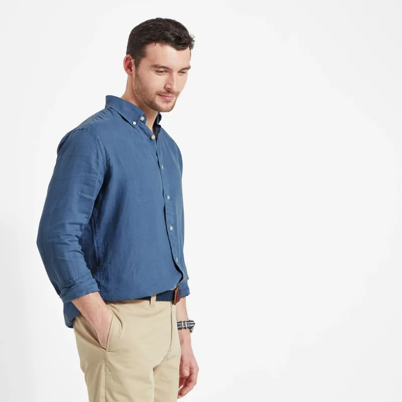 Schoffel Walsingham Linen Shirt French Navy-5