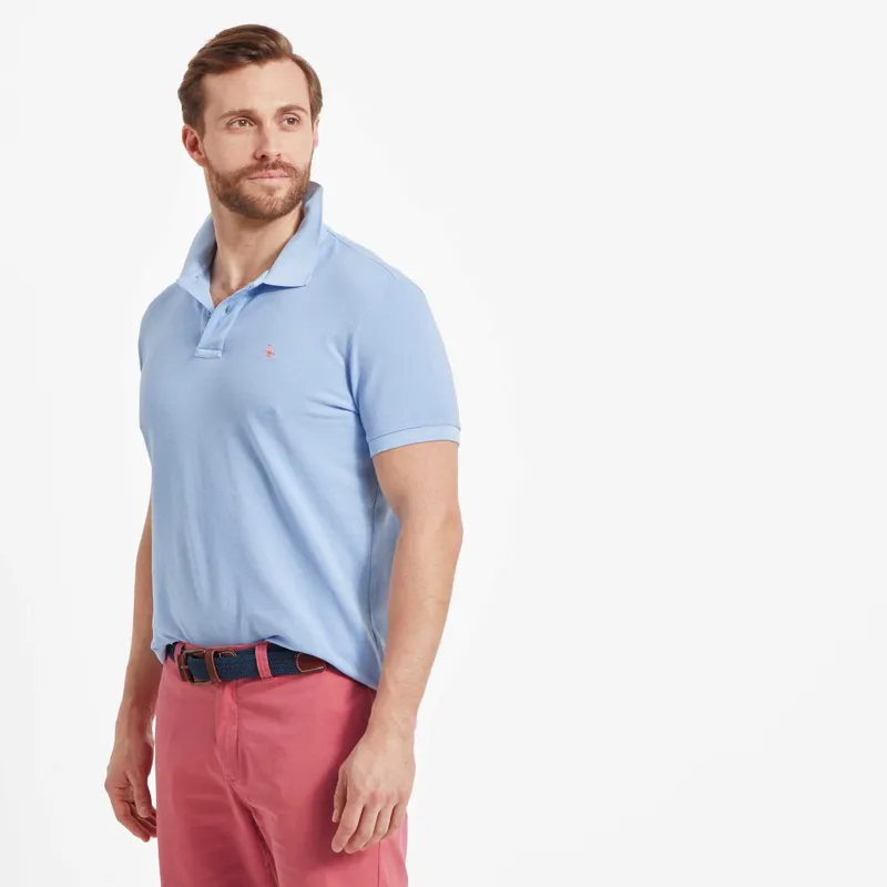 Schoffel St Ives Garment Dyed Polo Shirt Pale Blue-3