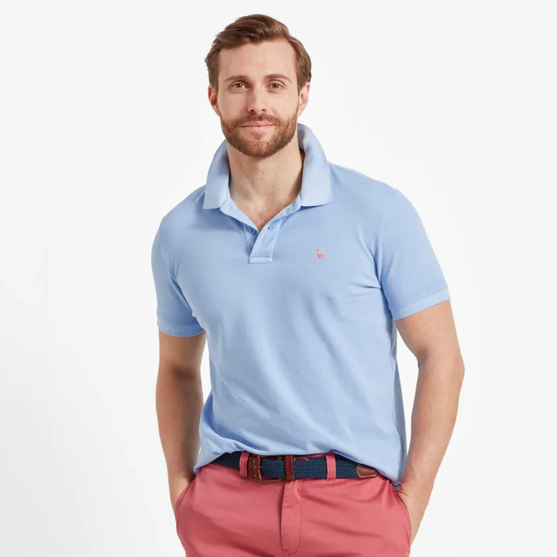 Schoffel St Ives Garment Dyed Polo Shirt Pale Blue-1