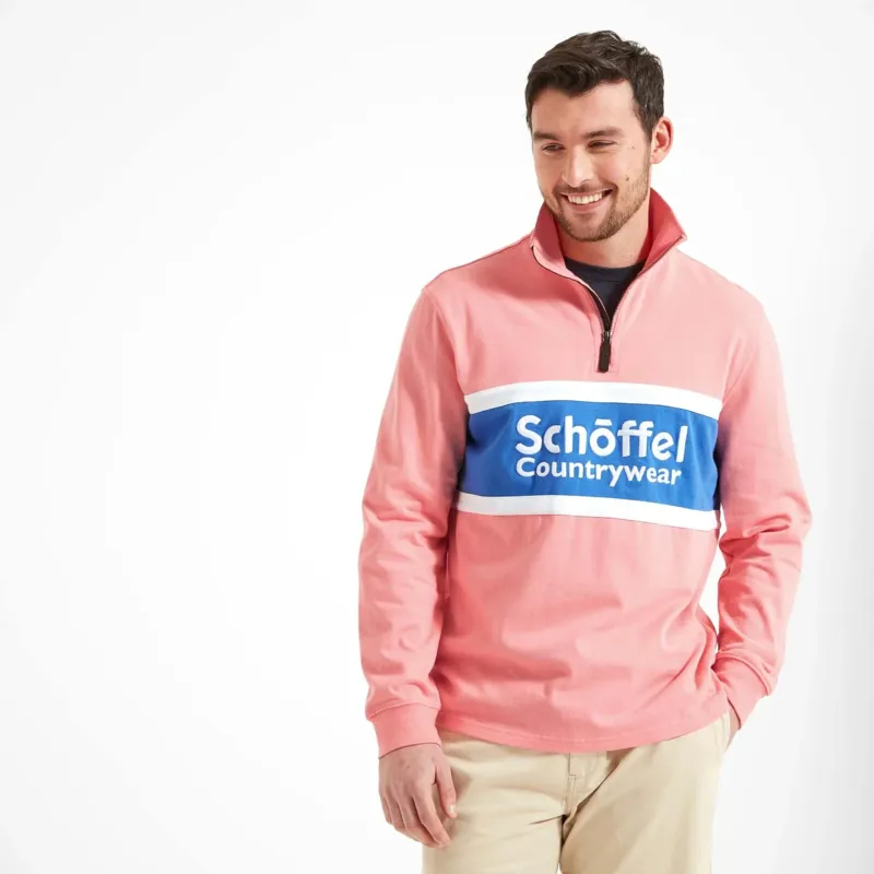 Schoffel Exeter Unisex Quarter Zip Jumper Flamingo-4
