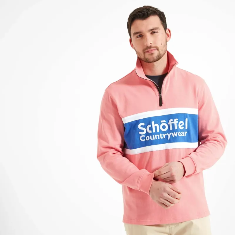 Schoffel Exeter Unisex Quarter Zip Jumper Flamingo-8
