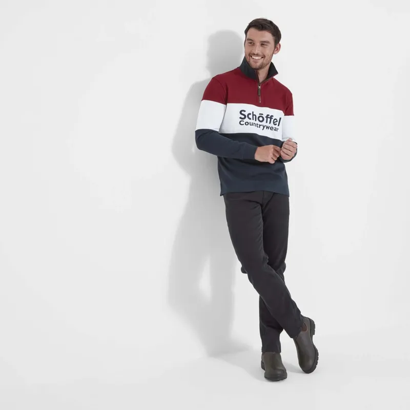 Schoffel Exeter Heritage Quarter Zip Jumper Bordeaux-3