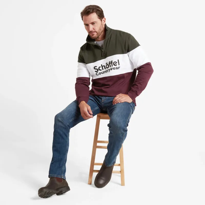 Schoffel Exeter Unisex Heritage Quarter Zip Jumper Wine-3
