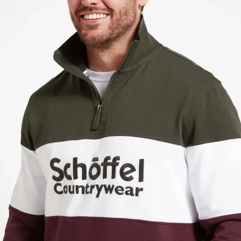 Schoffel Exeter Unisex Heritage Quarter Zip Jumper Wine-5