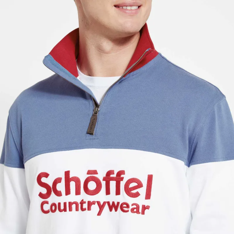 Schoffel Exeter Unisex Quarter Zip Jumper Stone Blue-2