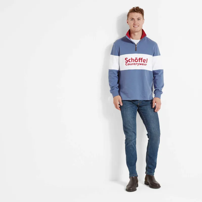 Schoffel Exeter Unisex Quarter Zip Jumper Stone Blue-4