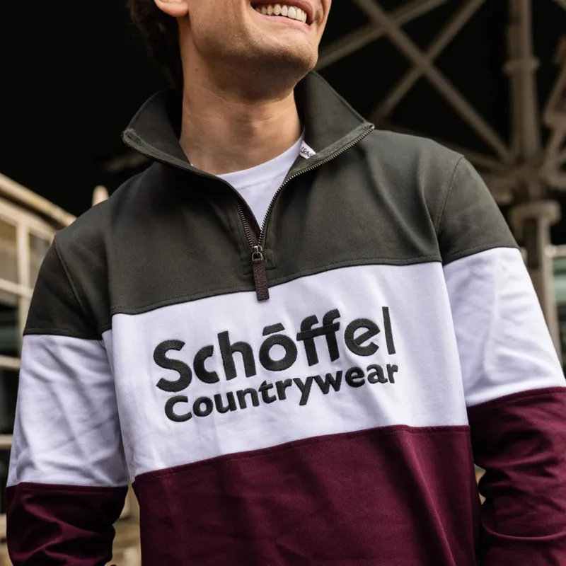Schoffel Exeter Unisex Heritage Quarter Zip Jumper Wine-7