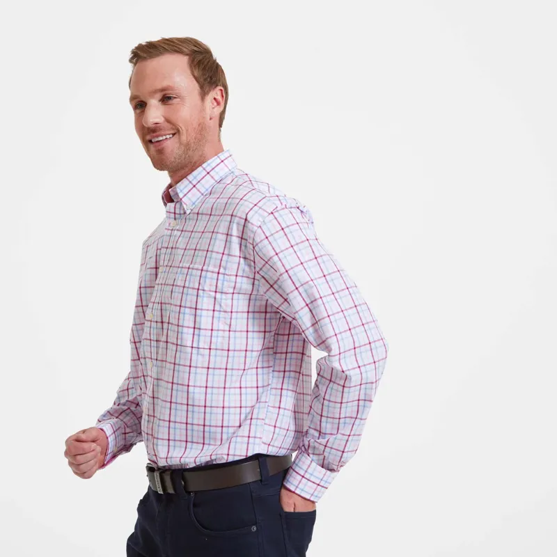 Schoffel Holkham Classic Shirt Pink Blue Raspberry-3