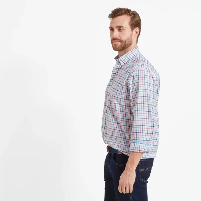 Schoffel Holkham Classic Shirt French Navy/Sky Blue/Sun Coral-2