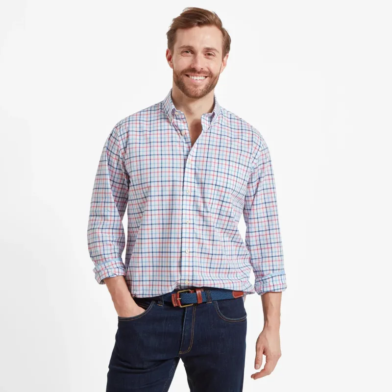 Schoffel Holkham Classic Shirt French Navy/Sky Blue/Sun Coral-1