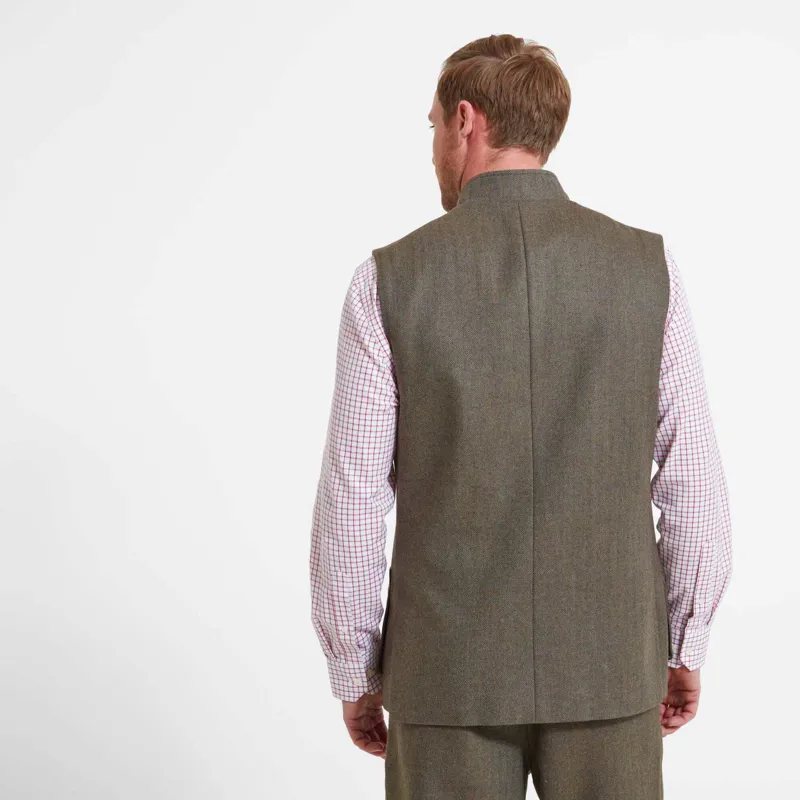 Schoffel Holcot Waistcoat Loden Green Herringbone Tweed-2