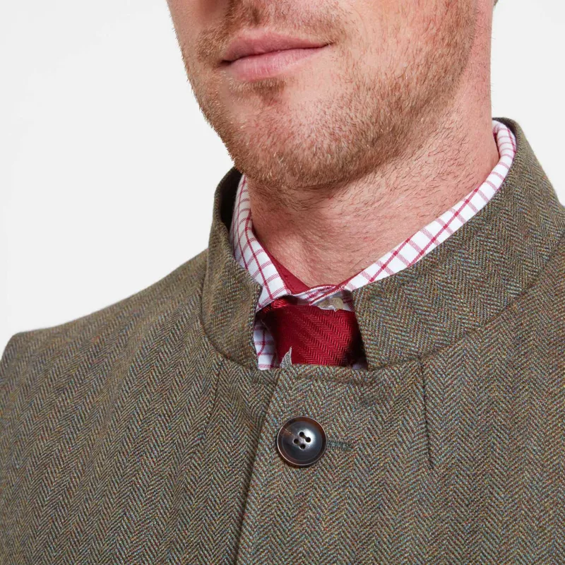 Schoffel Holcot Waistcoat Loden Green Herringbone Tweed-4