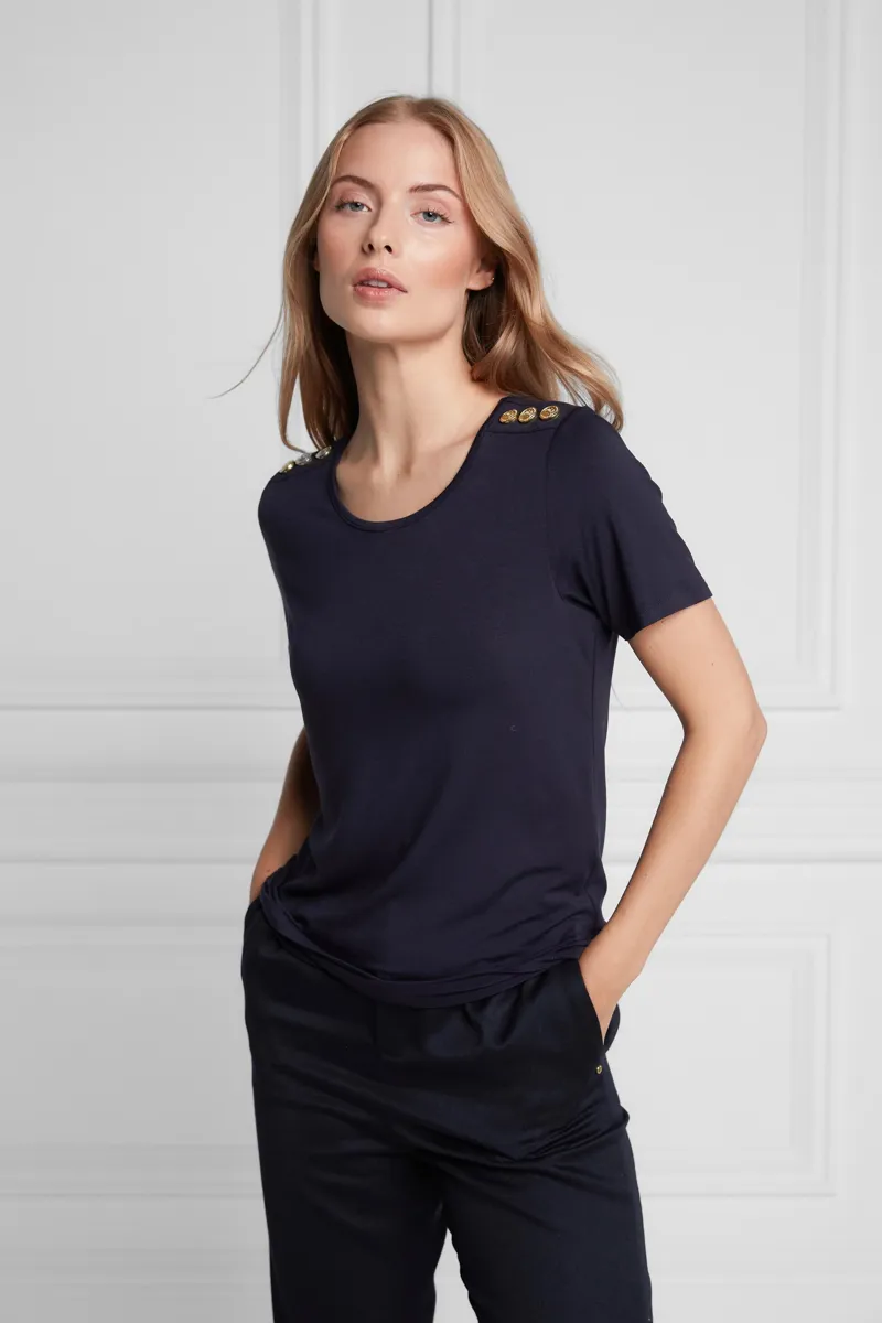 Holland Cooper Relax Fit Crew Neck Tee Ink Navy-1