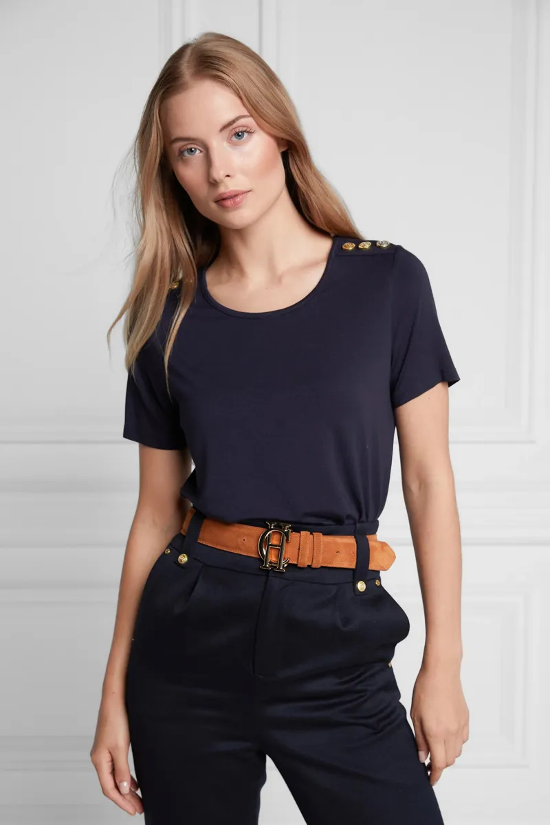 Holland Cooper Relax Fit Crew Neck Tee Ink Navy-2