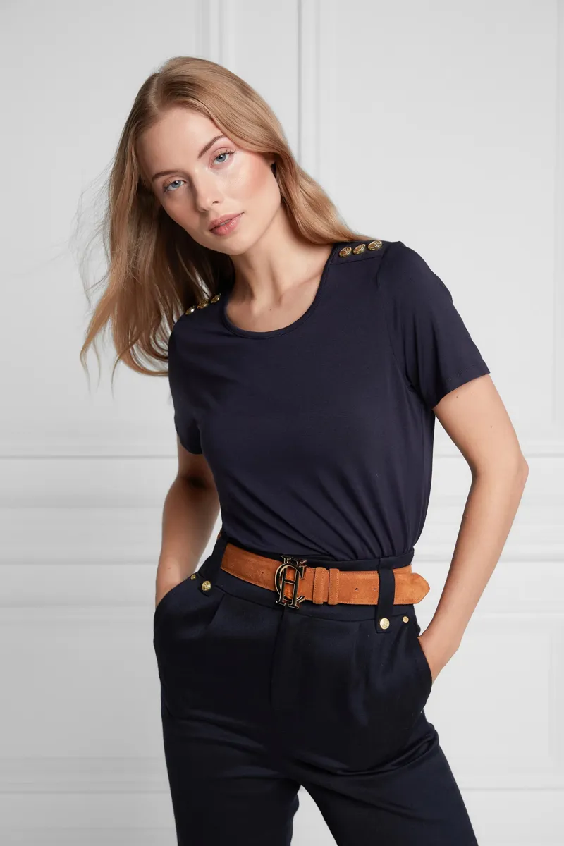 Holland Cooper Relax Fit Crew Neck Tee Ink Navy-3