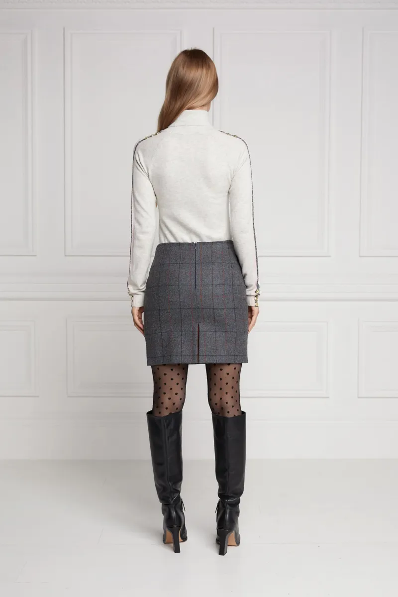 Holland Cooper Chelsea Mini Skirt Mid Blue Check-2