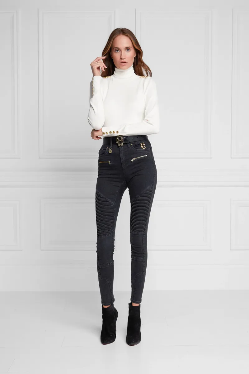 Holland Cooper Biker Jeans Washed Black-1