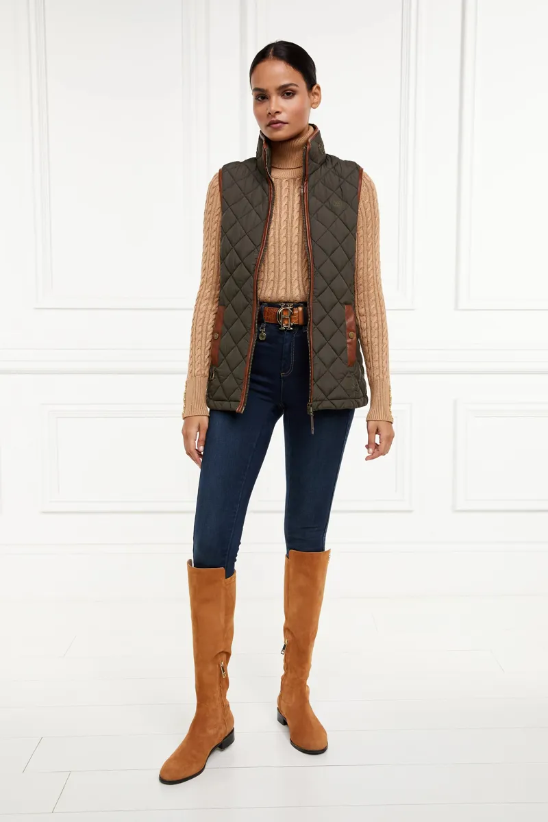 Holland Cooper Country Quilted Gilet Khaki-3
