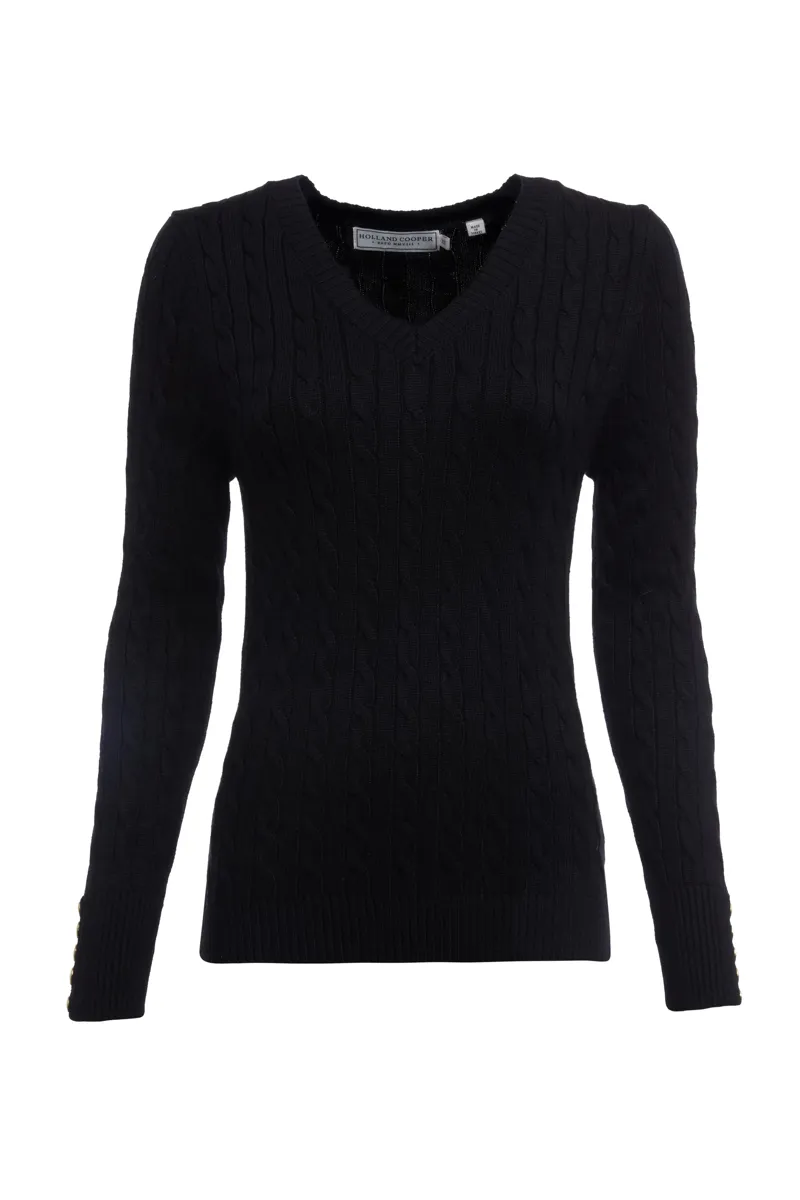 Holland Cooper Seattle V Neck Knit Black-5