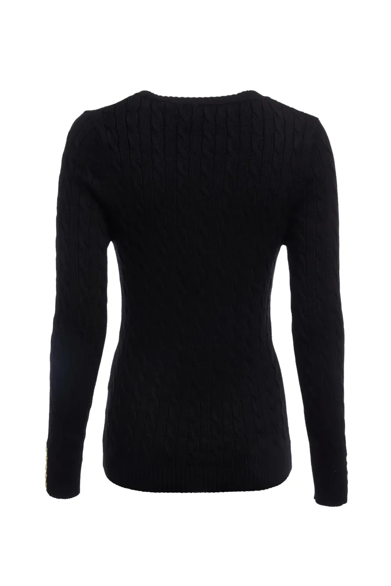 Holland Cooper Seattle V Neck Knit Black-4