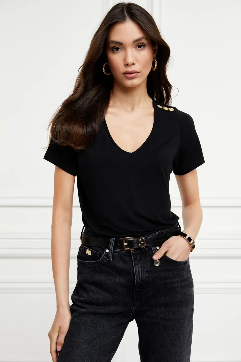 Holland Cooper Relax Fit V-Neck Tee Black-2