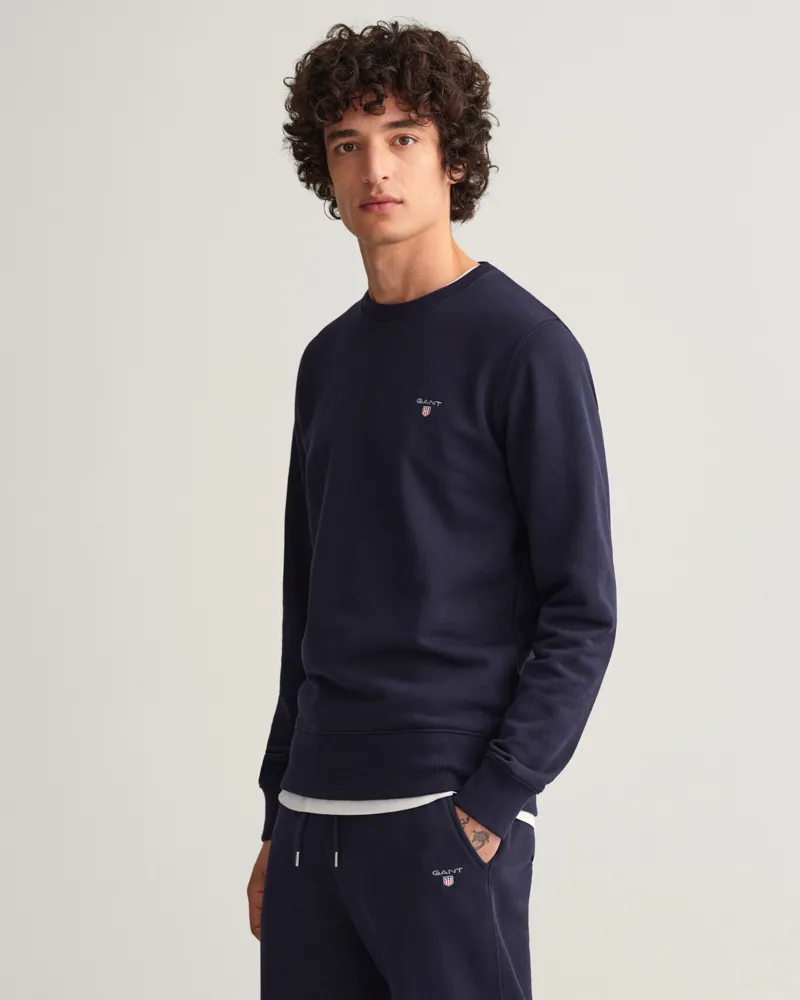 Gant Original Crew Neck Sweatshirt Evening Blue-2