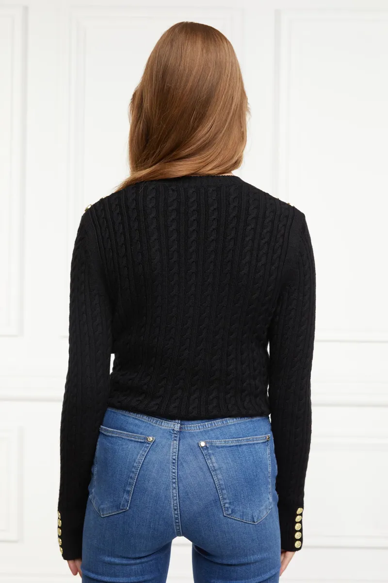 Holland Cooper Seattle Cable Crew Knit Black-3