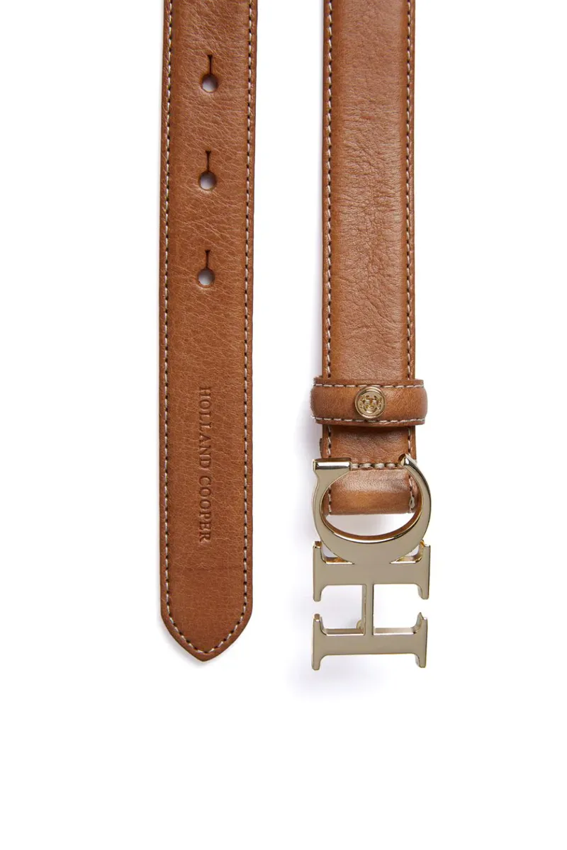 Holland Cooper Atelier Slim Logo Belt Tan Contrast-2