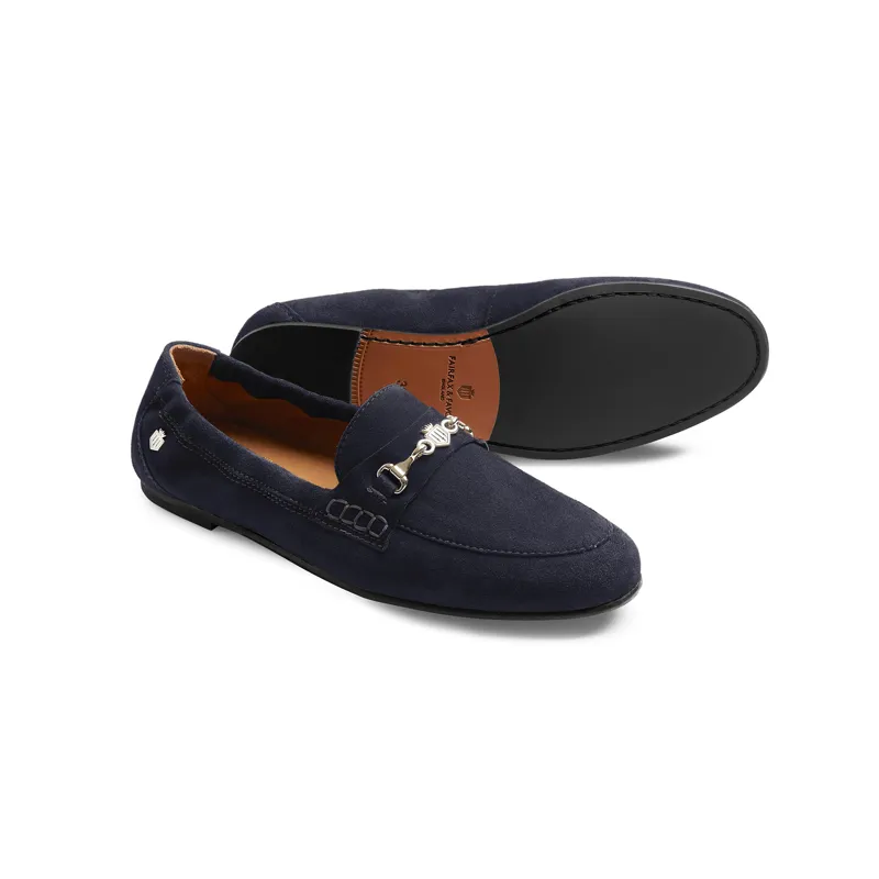 Fairfax and Favor Newmarket Loafers Navy Suede-1