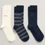 Gant Patterned Socks 3 Pack Evening Blue 