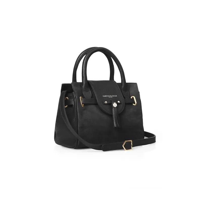 Fairfax and Favor Mini Windsor Handbag Black Suede-3