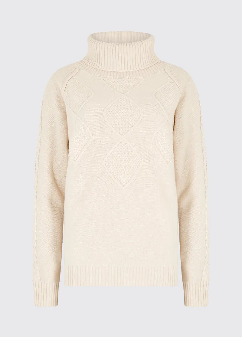 Dubarry Belleek Chunky Roll Neck Sweater Chalk-1
