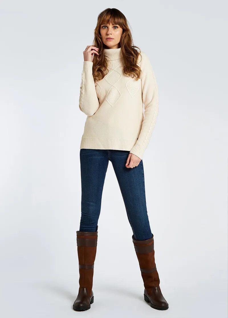 Dubarry Belleek Chunky Roll Neck Sweater Chalk-2