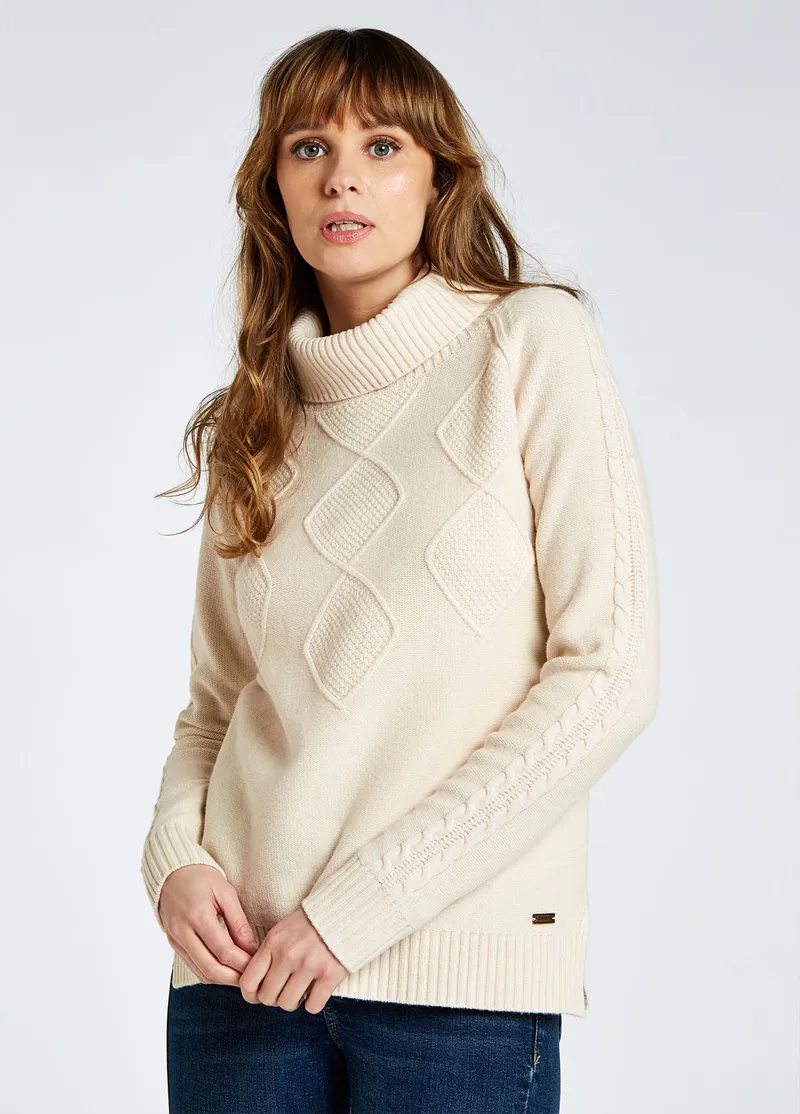 Dubarry Belleek Chunky Roll Neck Sweater Chalk