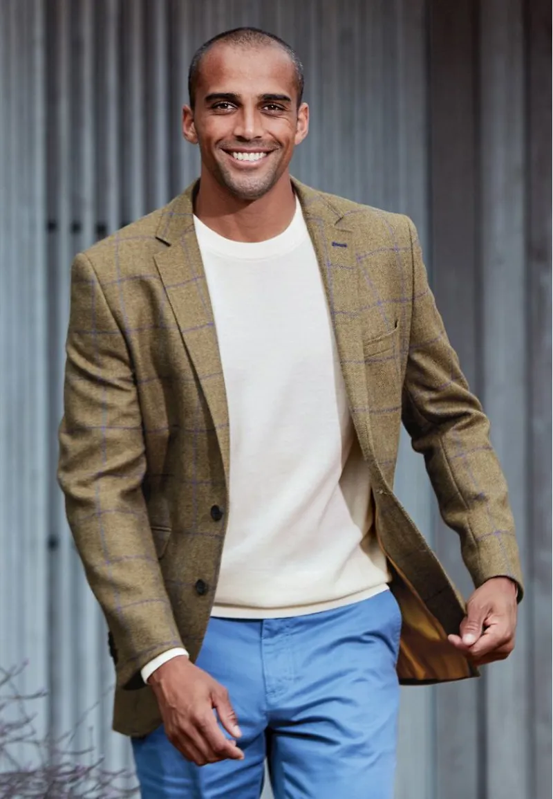 Brook Taverner Tailored Fit Breedon Fern Check Wool Jacket-4