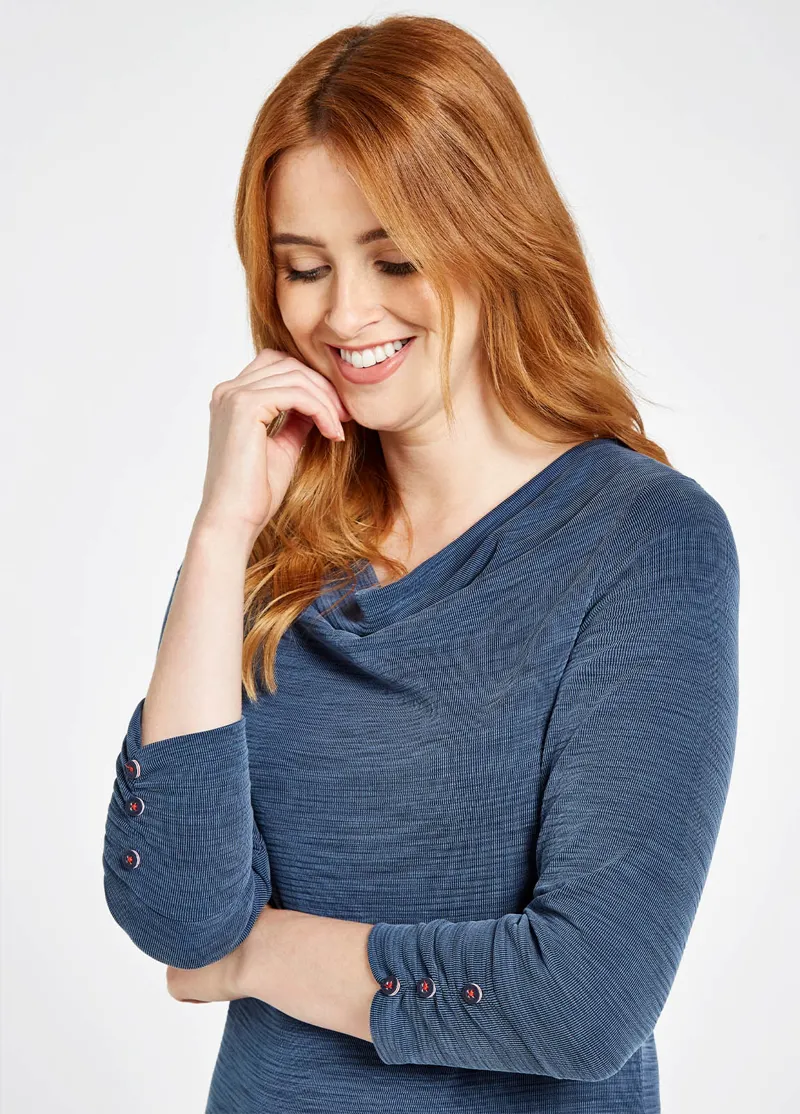 Dubarry Hillgrove Cowl Neck Top Navy-2