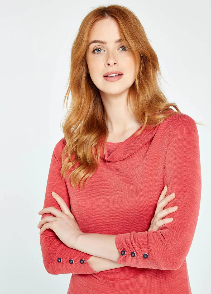 Dubarry Hillgrove Cowl Neck Top Nantuck Red-2