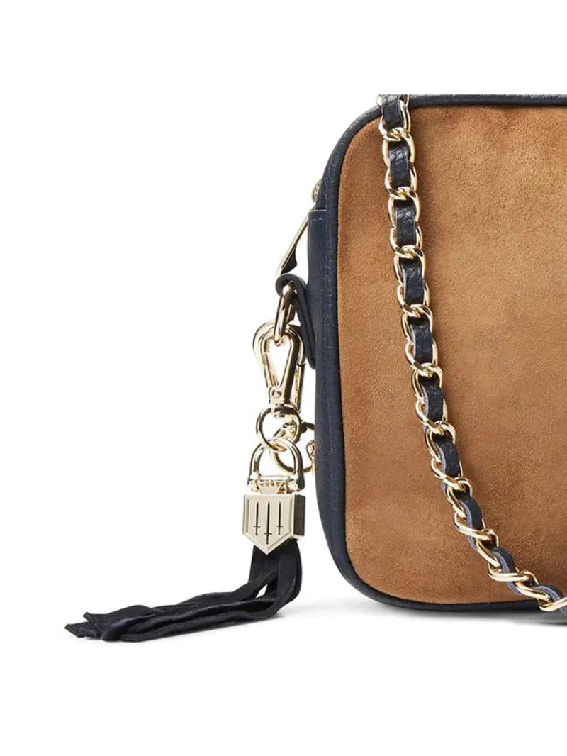 Fairfax and Favor Finsbury Cross Body Bag Tan Navy Suede-3