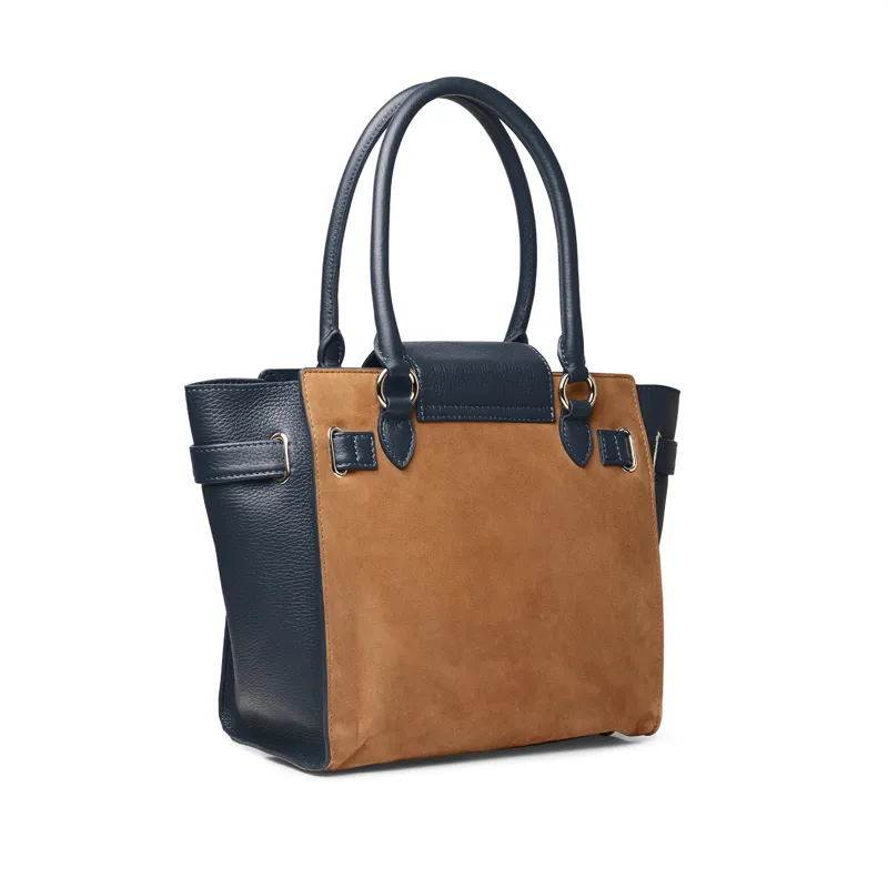 Fairfax and Favor Windsor Tote Tan Navy Suede-4