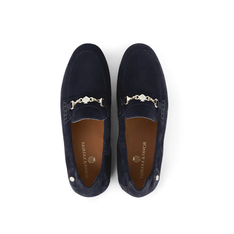 Fairfax and Favor Newmarket Loafers Navy Suede-3